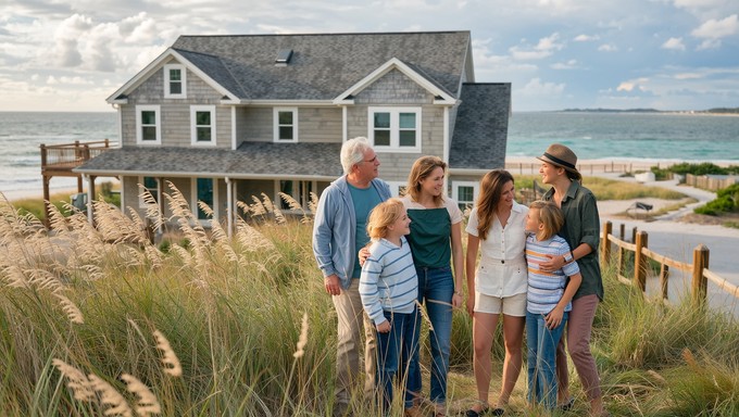 Family outside a coastal Florida home